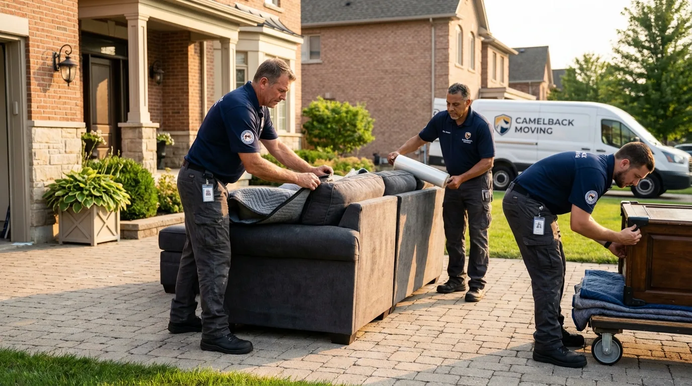Large estate moving crew wrapping furniture in Scottsburg, IN